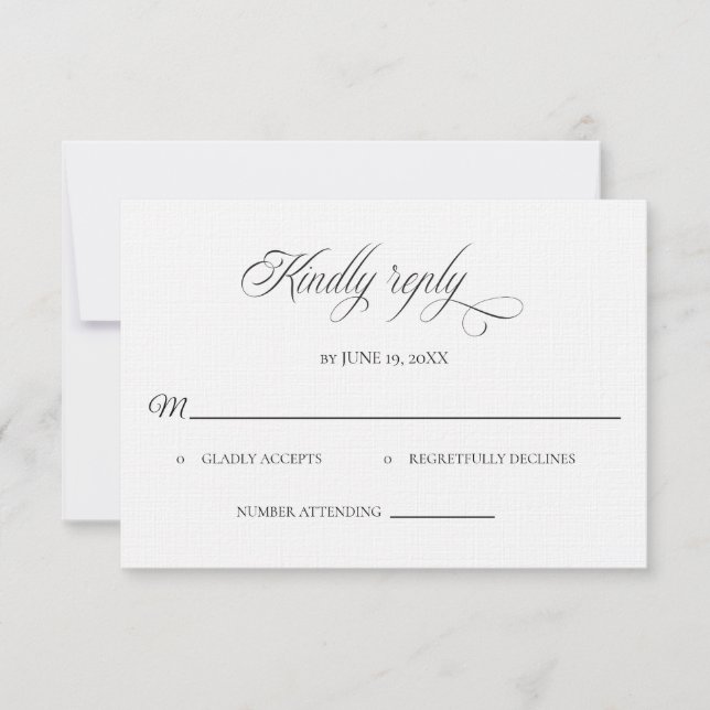 Classic Black and White Wedding RSVP card (Front)