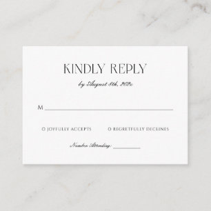 Classic Black and White Wedding RSVP Enclosure Card