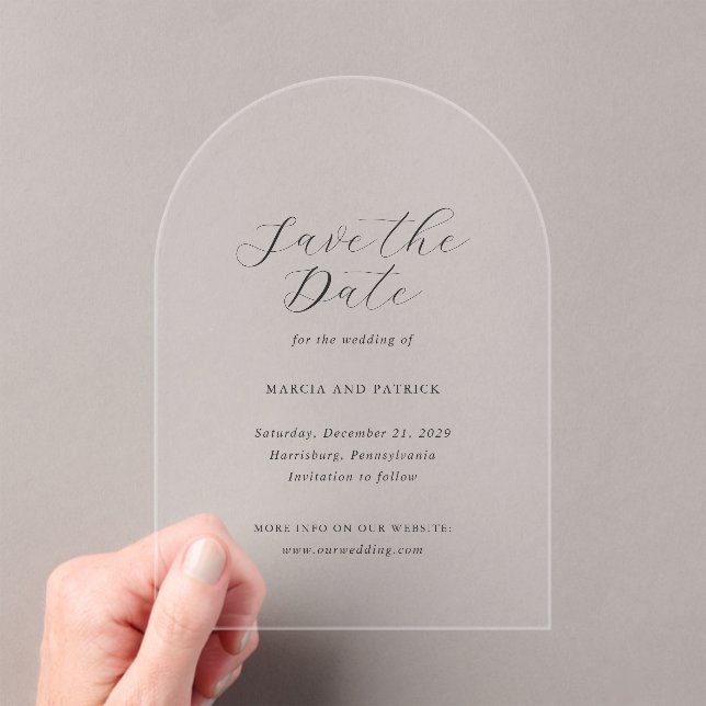 Classic Black and White Wedding Save the Date Acrylic Invitations (Insitu (Handheld))