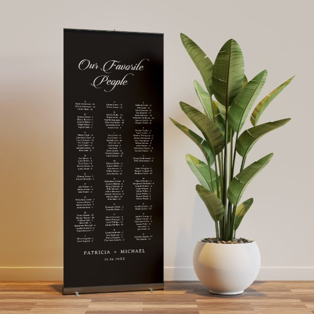 Classic Black and White Wedding Seating Chart Retractable Banner (Creator Uploaded)