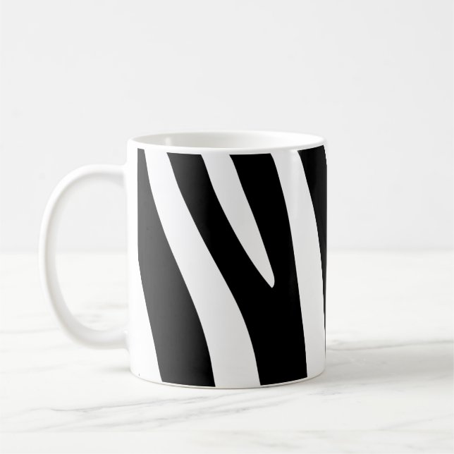 Classic Black and White Zebra Stripes Print Coffee Mug (Left)