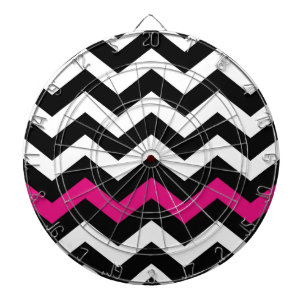 Classic Black and White Zigzag With Hot Pink Dartboard