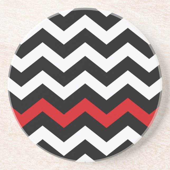 Classic Black and White Zigzag With Red Coaster (Front)