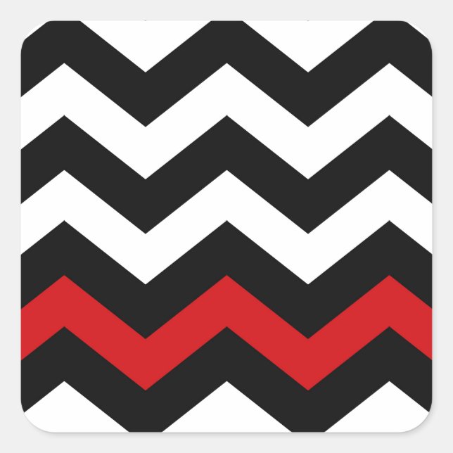 Classic Black and White Zigzag With Red Square Sticker (Front)