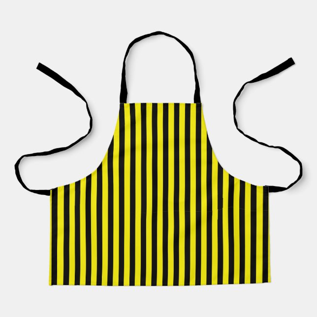 Classic Black and Yellow Vertical Stripes Apron (Front)