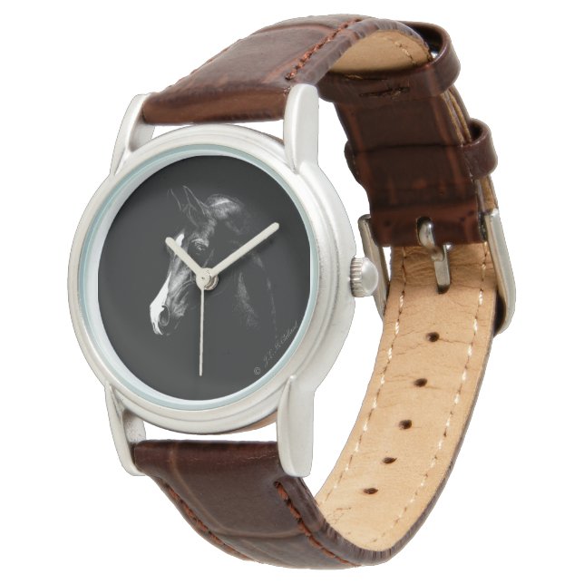 Classic Black Arabian horse art on a Watch (Angled)