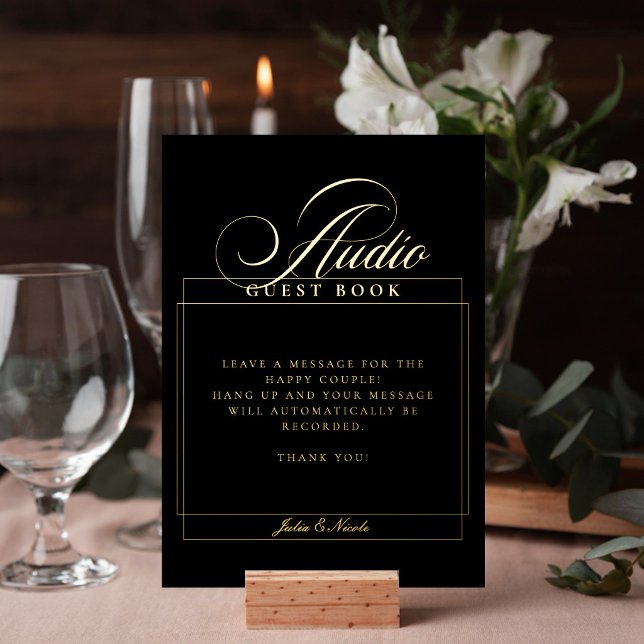 Classic Black Audio Guest Book Wedding Sign (Creator Uploaded)