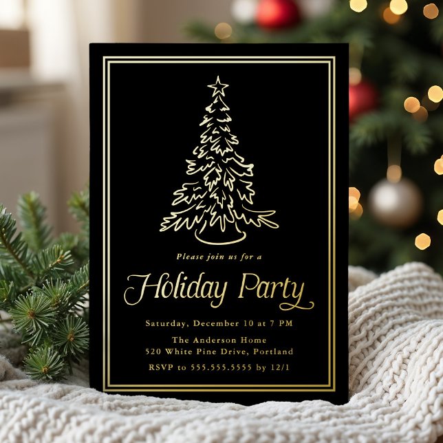 Classic Black Border Christmas Tree Holiday Party (Creator Uploaded)