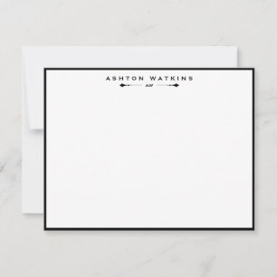 Classic Black Border Monogram Note Card