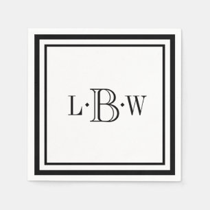 Classic Black Border Monogrammed Napkin