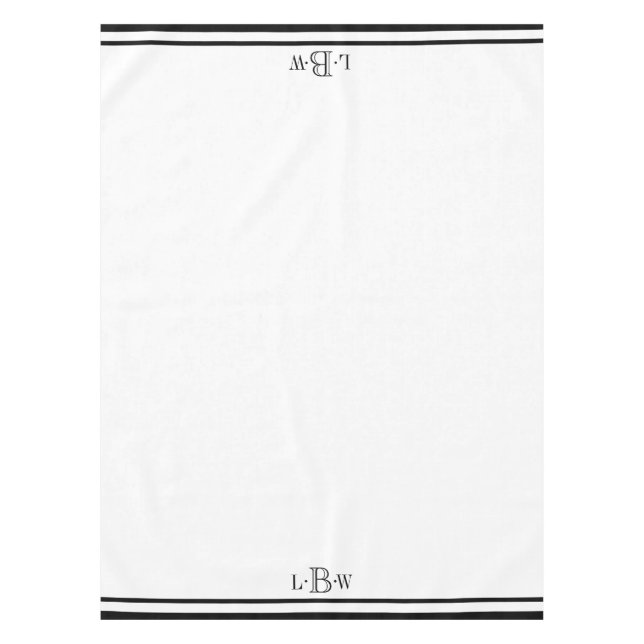 Classic Black Border Monogrammed Tablecloth (Front)