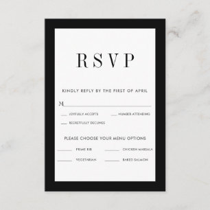 Classic Black Border RSVP Card with Menu Choices