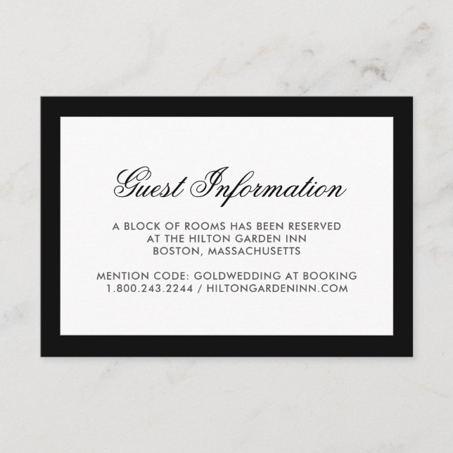 Classic Black Border Wedding Accommodations Card (Front)