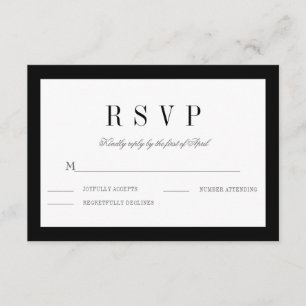 Classic Black Border Wedding RSVP Response Card