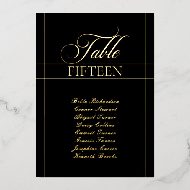 Classic Black Border Wedding Table Number Sign (Front)