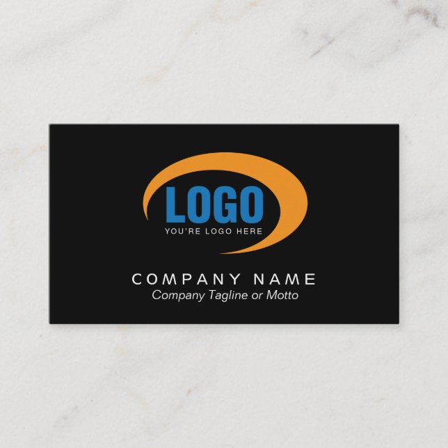 Classic Black Business Card With Logo (Front)