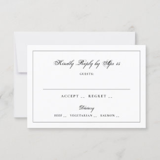 Classic Black Calligraphy Monogram Frame Wedding RSVP Card