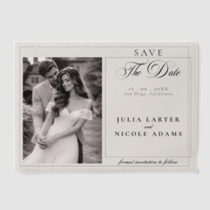 Classic Black Calligraphy Photo Save The Date Vellum Invitations