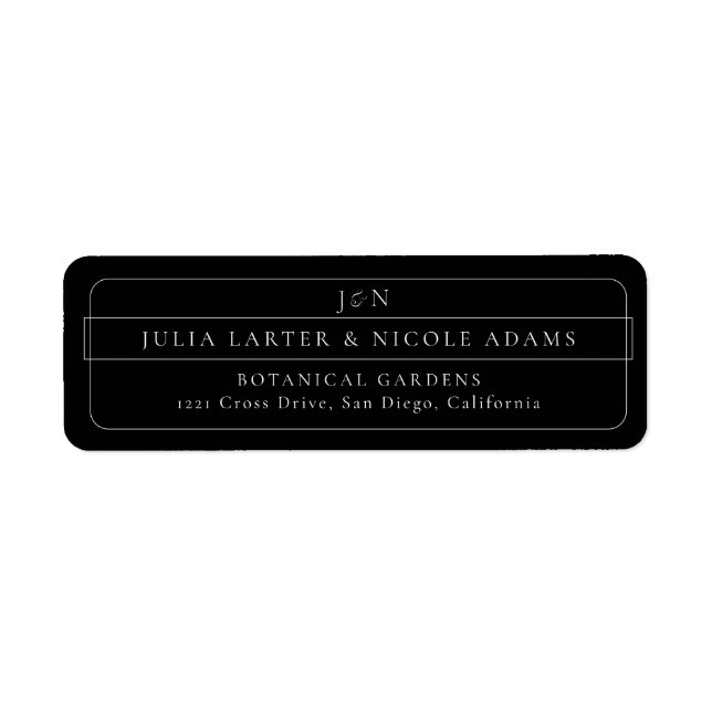 Classic Black Calligraphy Return Address Label (Front)