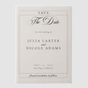 Classic Black Calligraphy Wedding Save The Date Vellum Invitations