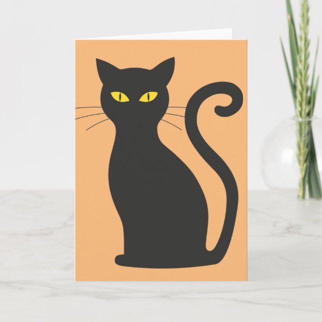 Classic Black Cat Greeting Card (Front)