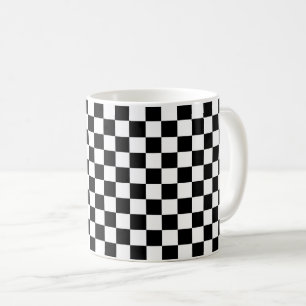 Classic black chequerboard coffee mug