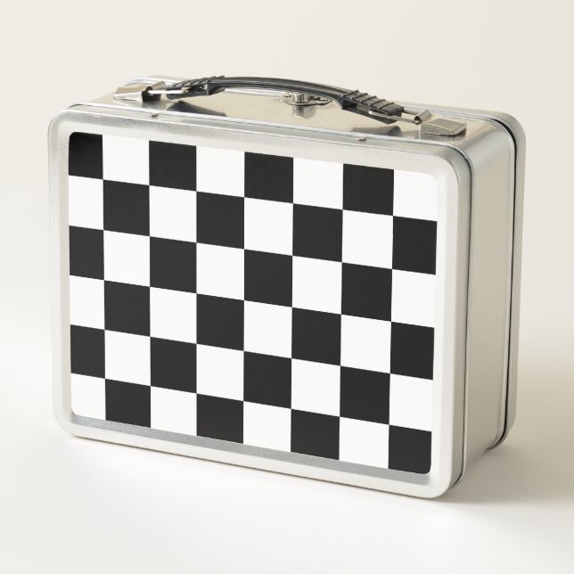 Classic black chequerboard metal lunch box (Back)