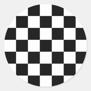 Classic black chequerboard round sticker