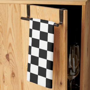 Classic black chequerboard tea towel