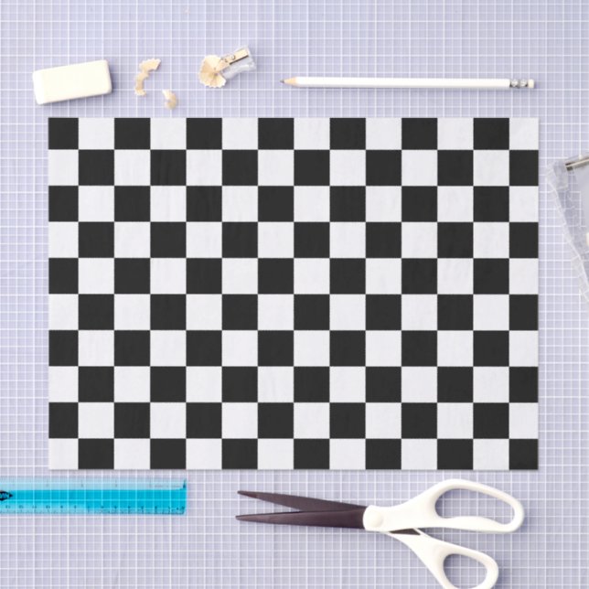 Classic black chequerboard tissue paper (Craft)