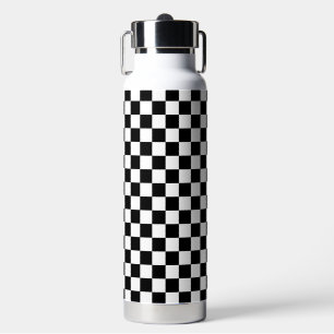 Classic black chequerboard water bottle