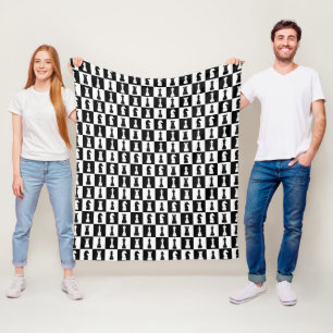 Classic Black Chess Game Figures Pattern Fleece Blanket