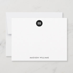 Classic Black Circle Border Monogram Card