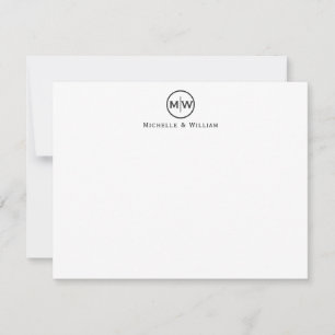 Classic Black Circle Two Monogram Initial Couples Card