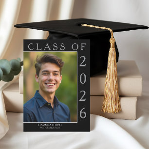 Classic Black Class of 2026 Graduate Custom Photo Invitation