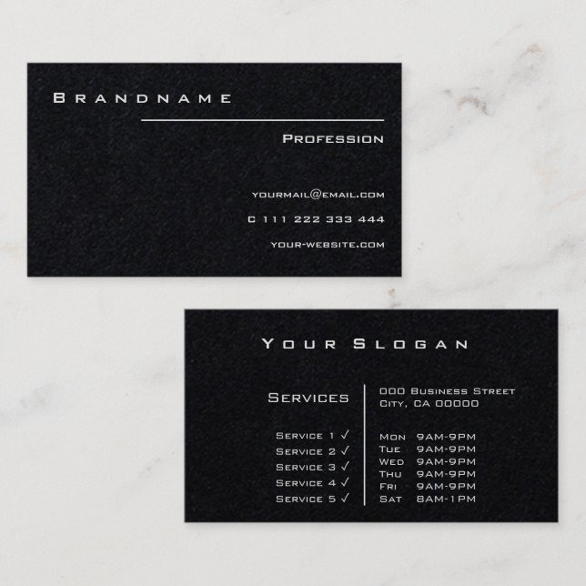 Classic Black Custom Professional Classy Clean  Business Card (Front/Back)
