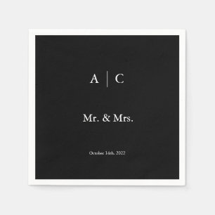 Classic Black Customised Wedding Cocktail Napkin