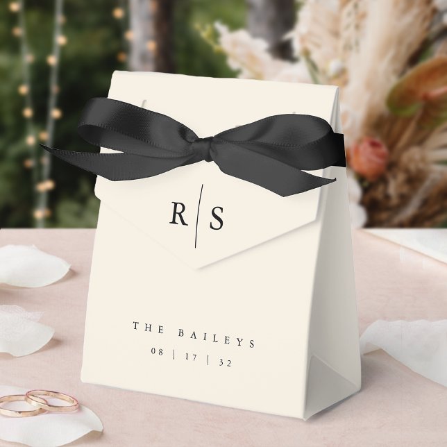 Classic Black & Ecru Monogram Wedding Favour Box (Creator Uploaded)