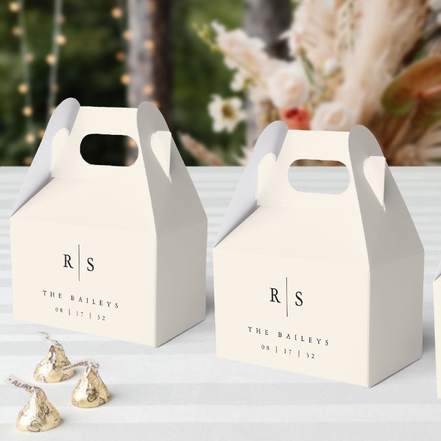 Classic Black & Ecru Monogram Wedding Favour Box (Creator Uploaded)