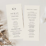 Classic Black & Ecru Monogram Wedding Programme<br><div class="desc">Share your wedding ceremony and bridal party details in elegant style with these monogram wedding programs in warm ivory ecru with your initials in traditional serif black lettering,  bisected by a thin vertical line. Customise the front with your ceremony details,  and add your wedding party to the back.</div>
