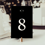 Classic Black & Ecru Monogram Wedding Table Number<br><div class="desc">Elegant wedding reception table number cards feature your table number in ecru on a black background, topped by a simple monogram in traditional serif lettering, bisected by a thin vertical line. Design repeats on reverse side. To order your table numbers, customise your design to your liking, start with table 1,...</div>