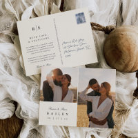 Classic Black & Ecru Monogram Wedding Thank You