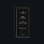 Classic Black Elegant Wedding Menu<br><div class="desc">Classic style black wedding menu featuring a simple and minimal design with your monogram, names and wedding date at the top along with your menu surrounded by a double border. The fonts alternate between and elegant script, a traditional serif and minimalist sans serif fonts. This menu is great for a...</div>