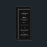 Classic Black Elegant Wedding Menu<br><div class="desc">Classic style black wedding menu featuring a simple and minimal design with your monogram, names and wedding date at the top along with your menu surrounded by a double border. The fonts alternate between and elegant script, a traditional serif and minimalist sans serif fonts. This menu is great for a...</div>