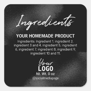 Classic Black Foil Ink Ingredient Labels