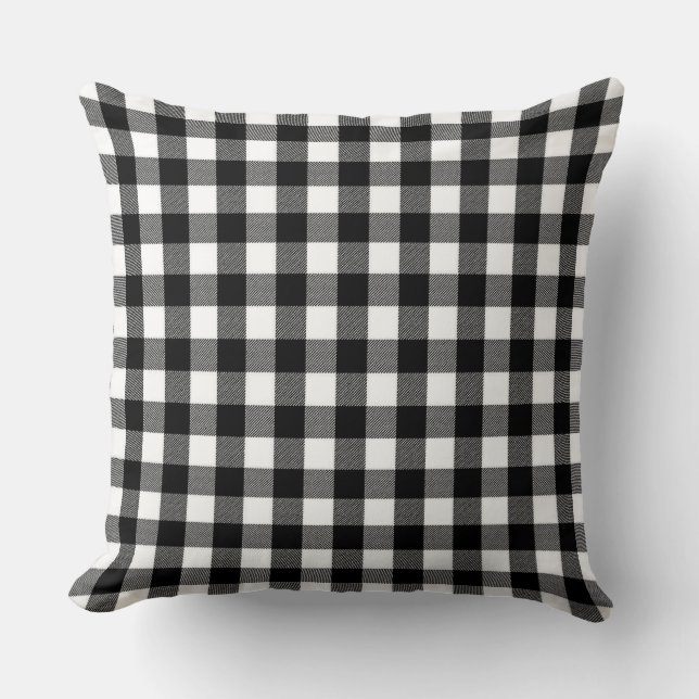 Classic Black Gigham Pattern Throw Pillow (Front)