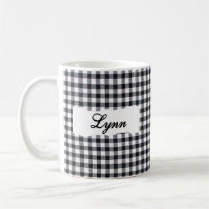 Classic Black Gingham Personalized Name  Coffee Mug