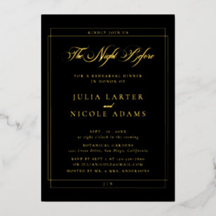 Classic Black Gold Calligraphy Rehearsal Dinner