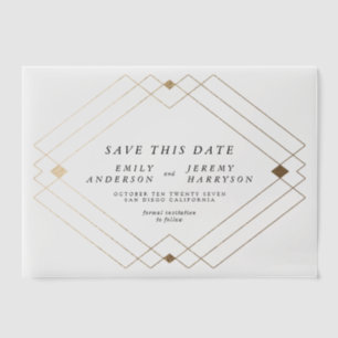 Classic Black Gold Deco Wedding Save The Date Vellum Invitations