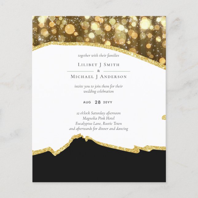 CLASSIC Black Gold Glitter Wedding Flyer (Front)